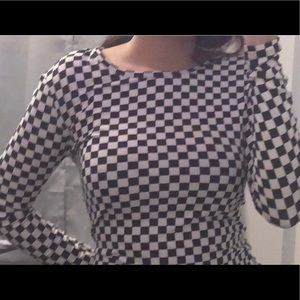long sleeve checkered top